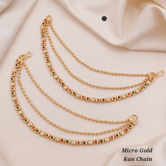 High Quality    Artificial Gold Plated Triple Strand Ear Chains for Weddings (Multi)