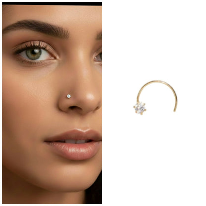Artificial Gold Single Diamond Nosepin Laung Koka Nathni for women and girls
