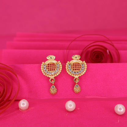 Artificial Gold Plated Grid Design Earrings with AD for women and girls